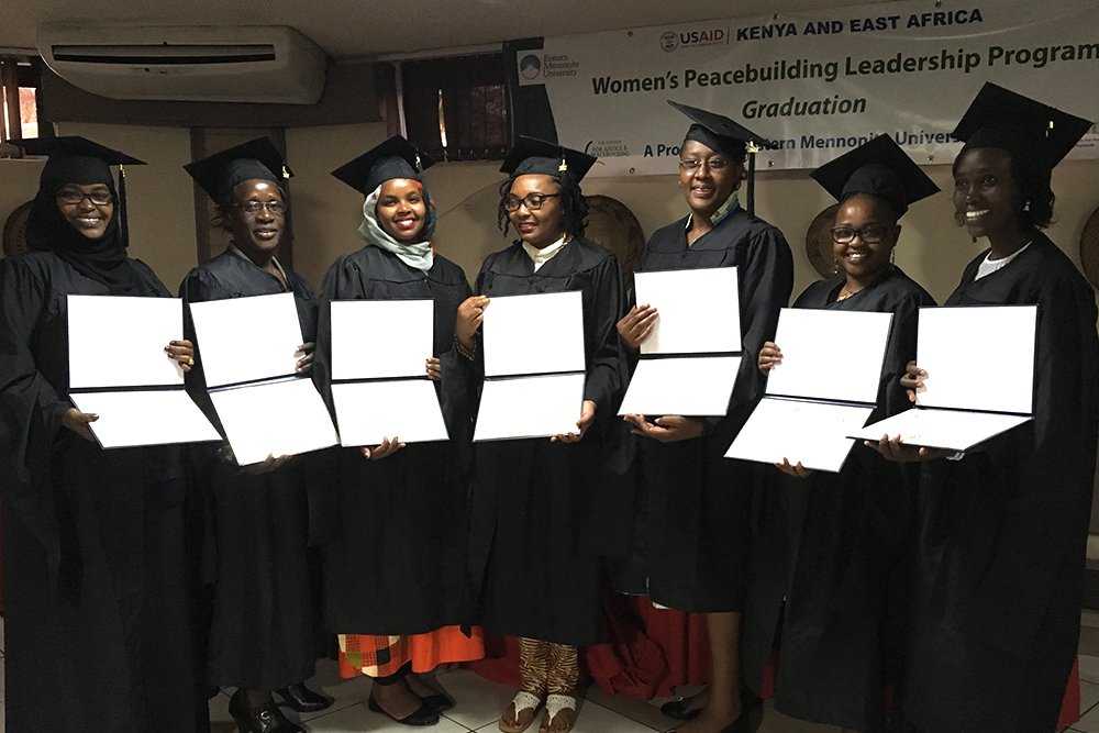 EMU_News's tweet photo. Kenyan women graduate from Women's Peacebuilding Leadership Program @CJP_EMU and impact advocacy and activism for children, families, and communities https://t.co/J9uNY5Hq6s thanks to @USAID grant #CJPview https://t.co/8brnsb0fUq