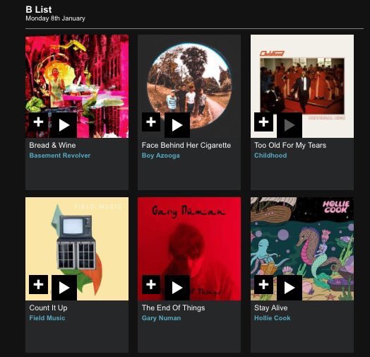 'Too old for my tears' added to the <a href="/BBC6Music/">BBC Radio 6 Music</a> b list! Happy new year!