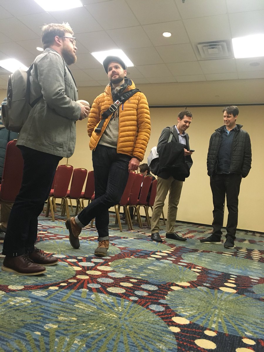 Lucia_A_Schwarz's tweet photo. At the #AlternativeAPA in Savannah. Snow is preventing us from reaching the convention center so we’re doing our own thing at the Hyatt #easternAPA https://t.co/h3Qu2pkBYU