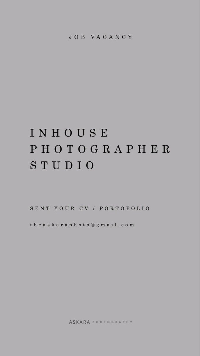 We are looking for a fresh and talented photographer in Yogyakarta. Send your CV and portfolio to us!