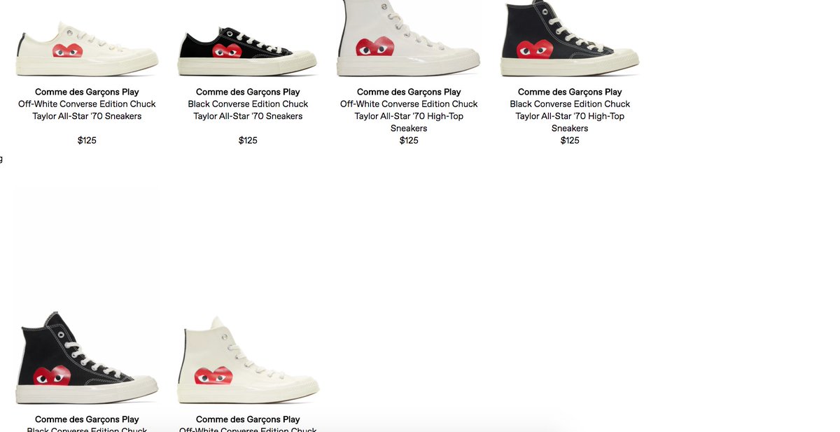 sizing for cdg converse