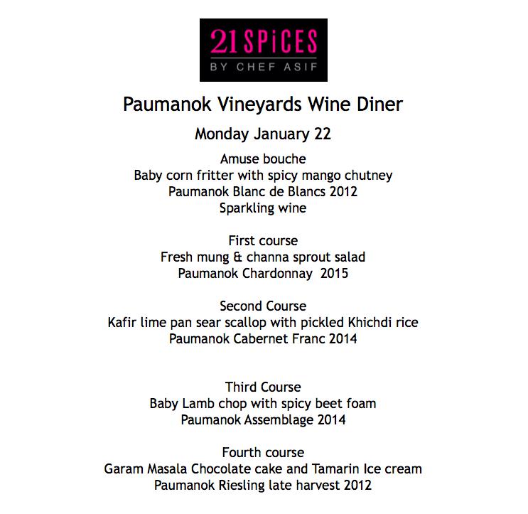 21SpicesDining's tweet photo. Paumanok Vineyards 5 course wine dinner coming up on Jan 22nd - 6.30pm. Make reservations under (239) 919-8830 https://t.co/B31FM41ryH