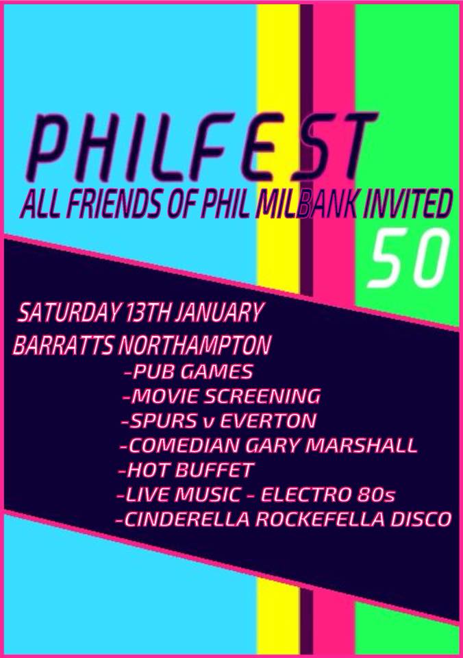 Barratts's tweet photo. The face we all know and love at John Henry's sport and everyone's favourite phil is turning 50 and his throwing the party to end all parties and he wants you all to come... #PHILFEST
#Saturday13th #January https://t.co/Z1Gj1tChAg