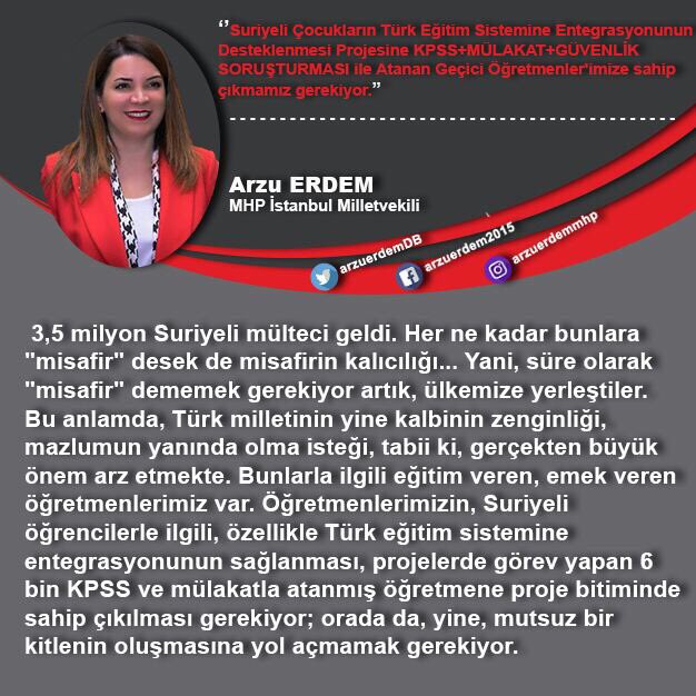arzuerdemtc's tweet photo. Suriyeli Çocukların Türk Eğitim Sistemine Entegrasyonunun Desteklenmesi Projesine KPSS+MÜLAKAT+GÜVENLİK SORUŞTURMASI ile Atanan Geçici Öğretmenler'imizin atanması konusunu bütçe görüşmelerinde gündeme taşıdık.Mücadelemiz sürecek

Haklı mücadeleleri,mücadelemdir
#PictesÖğrtKadroya https://t.co/haiPdNG2aB