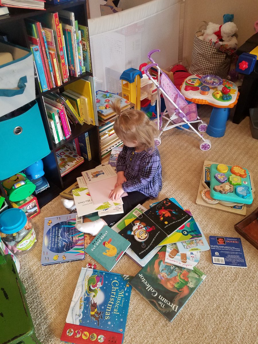 MarlaPerfect's tweet image. When it's quiet in the other room and you're worried that your toddler is into mischief, and you come across this instead! #proudmama #lovelibros #autora # #bilingual