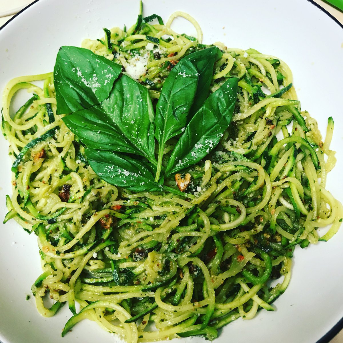 Normx3's tweet photo. Christ this was good! Courgetti With Spicy Cashew Nut Pesto 😍💚 @Charlottegshore #30DayBlitz https://t.co/8lI32rzMhZ