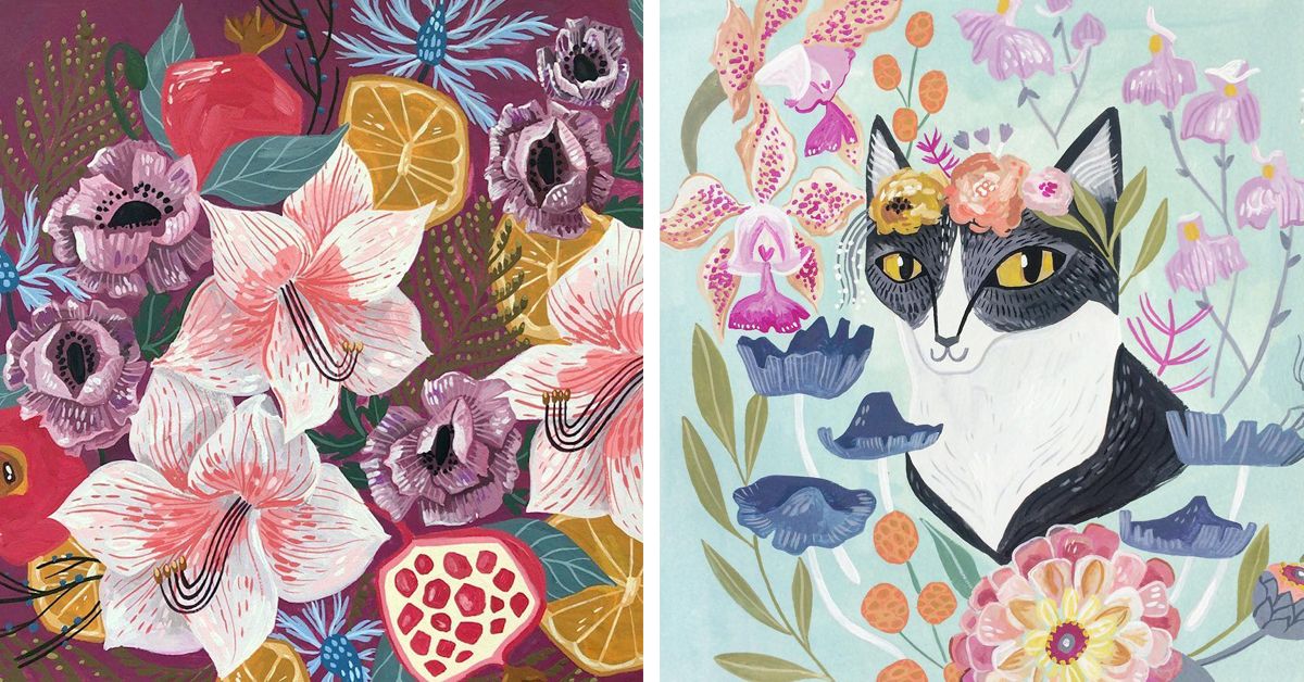 From pretty kitties to fabulous florals, Rae Ritchie paints gorgeous gouache illustrations buff.ly/2ENqheB