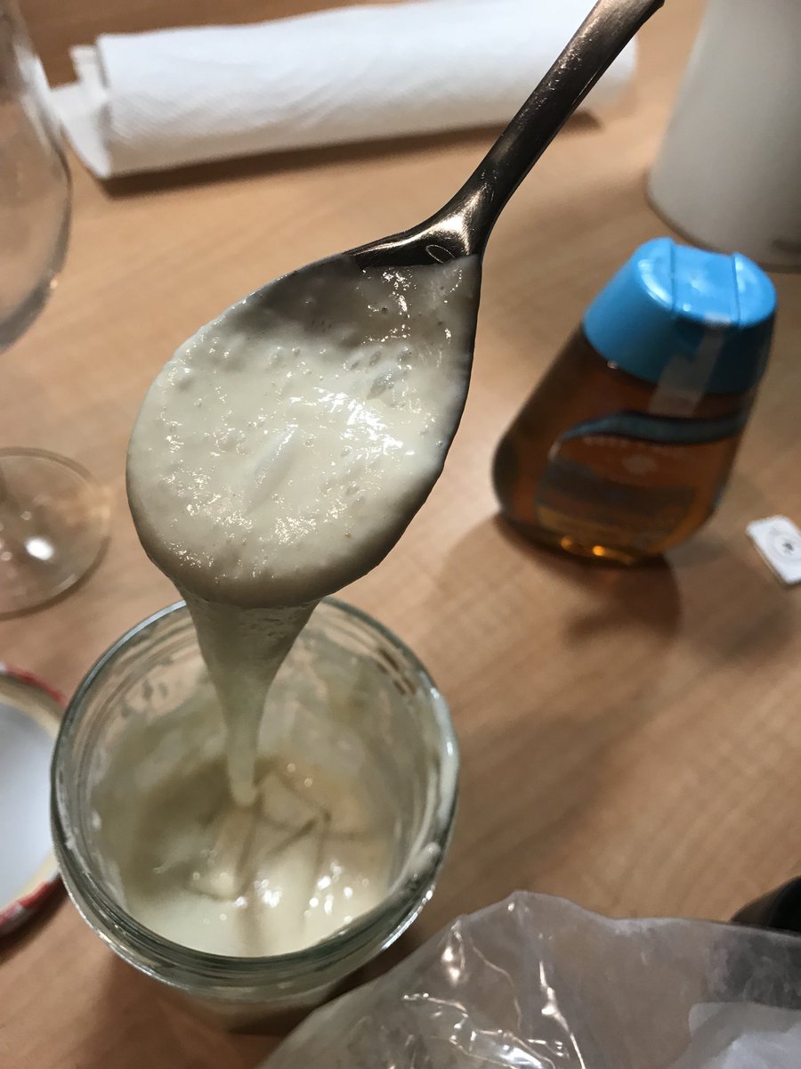 lilaflavin's tweet photo. The jar with my sourdough starter cracked on the pavement but I managed to salvage a spoonful and it’s back in business @SourdoughClub #bread #breadbubbles https://t.co/UECRjJnfLs
