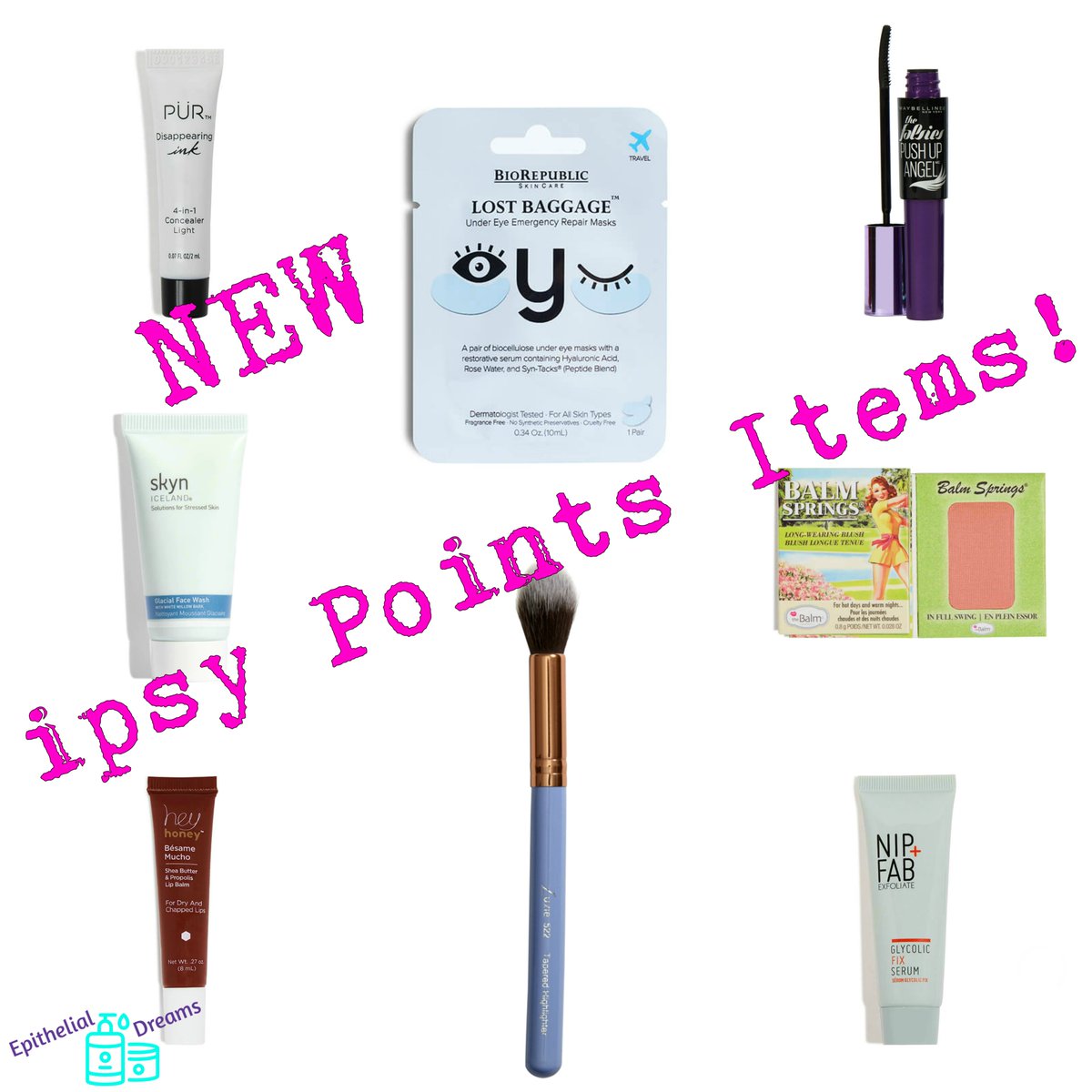 EpithelialDream's tweet photo. https://t.co/NBi6LorcDF

#ipsy #ipsyglambag #glambag #ipsypoints #beautyblogger  #januaryipsy #beauty #haircare #skincare #makeup #epithelialdreams #BioRepublic #SkynIceland #NipFab #TheBalm #PUR #Maybelline #Luxie #HeyHoney https://t.co/Bfbte3ftVM