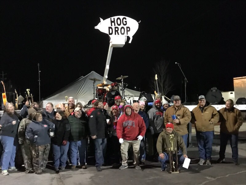 the_new_south's tweet photo. I’d like to congratulate our Hog Drop Grand Champion to Flyin Pig Bar-B-Que and I’d like to thank all the BBQ teams who attended our New Year’s Eve event here in Unadilla, GA. Good times. #HogDrop https://t.co/8E1wTjonY1