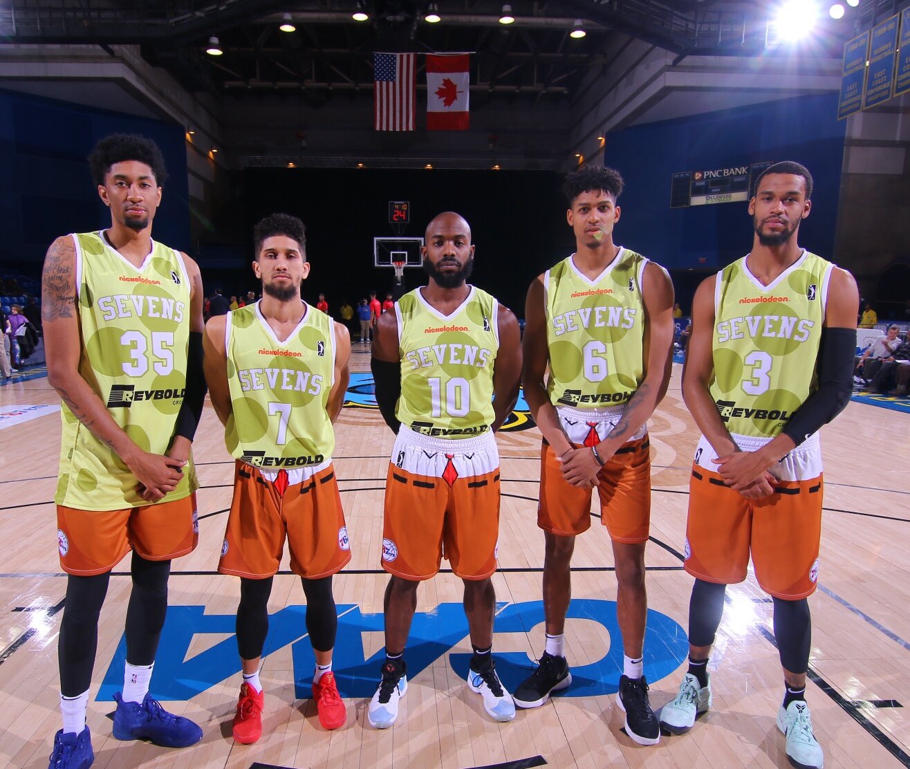 The Sixers' G-League team is wearing Spongebob uniforms for Nickelodeon  night 