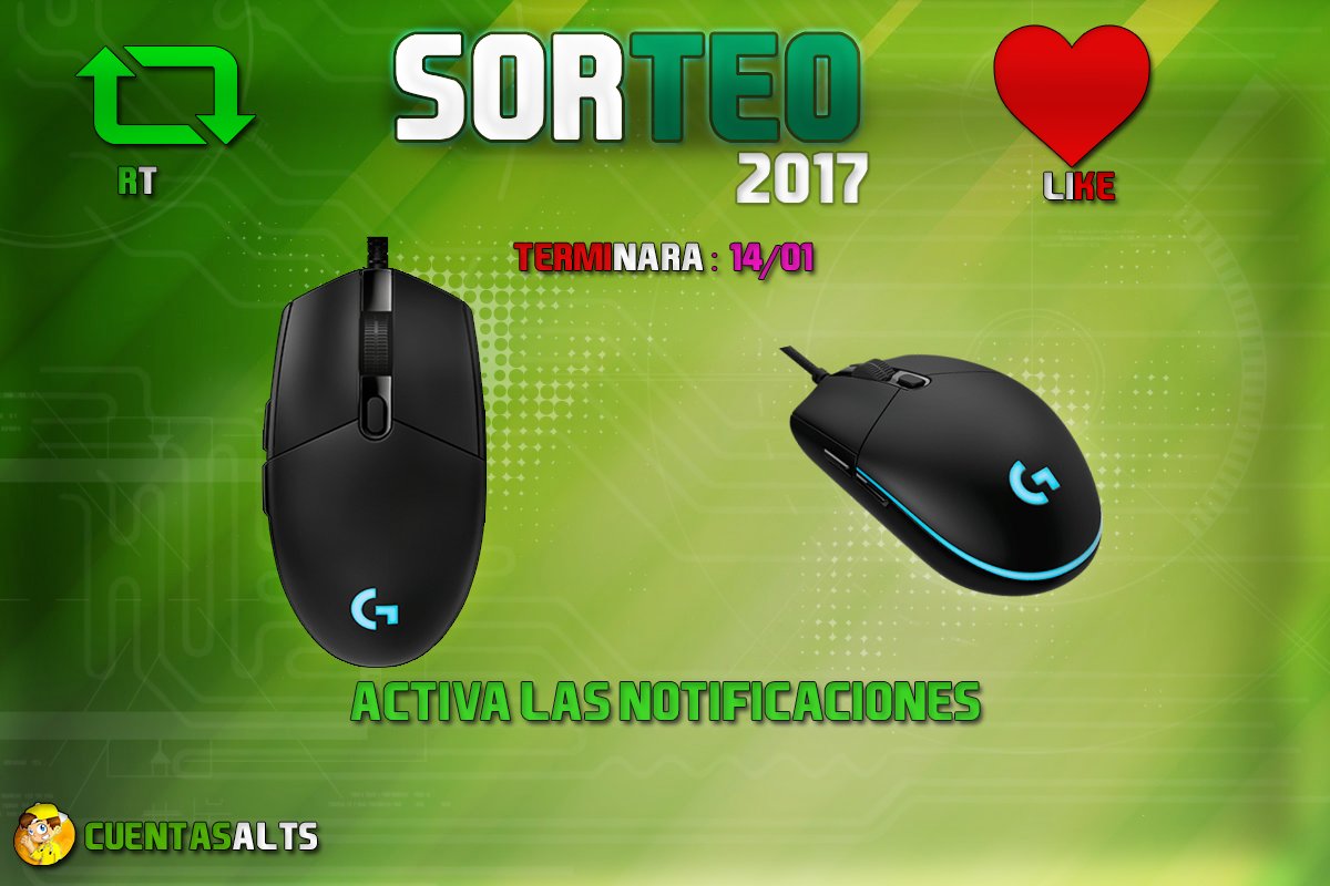 ProGamesTM's tweet image. 💥🎁SORTEAMOS UN MOUSE #GAMING LOGITECH G PRO💥

Para Participar ➡ Haz #RT, #Fav
Sigue a  @CuentasAlts y @dirvitcom
Activa Notificaciones  (opcional)

Finaliza el 14/01 👍 ¡SUERTE!