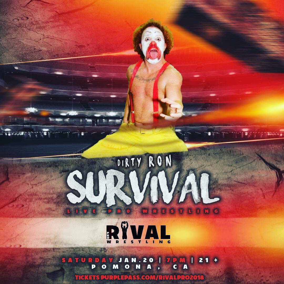 ImDocLesnar's tweet photo. 1/20 โข @RivalPWโข is bound to get down and dirty when @dirtyronmcd makes his debut at #RIVALSurvivalย in Pomona, CA! Tickets now available for purchase at https://t.co/4VSV2iCySL #RivalProWrestling #DirtyRon #Jan20 #PomonaCA https://t.co/qr6prmpw7q