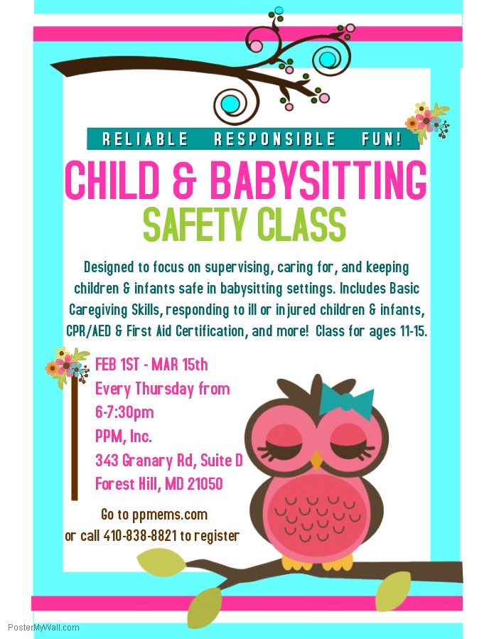 PPMofMD's tweet photo. Register NOW! Space is limited!! #babysittertraining #babysitters #babysittingclass #marylandbabysittertraining #cprfirstaidforbabysitters #babysittertrainingforteens https://t.co/kecWSuOeVh