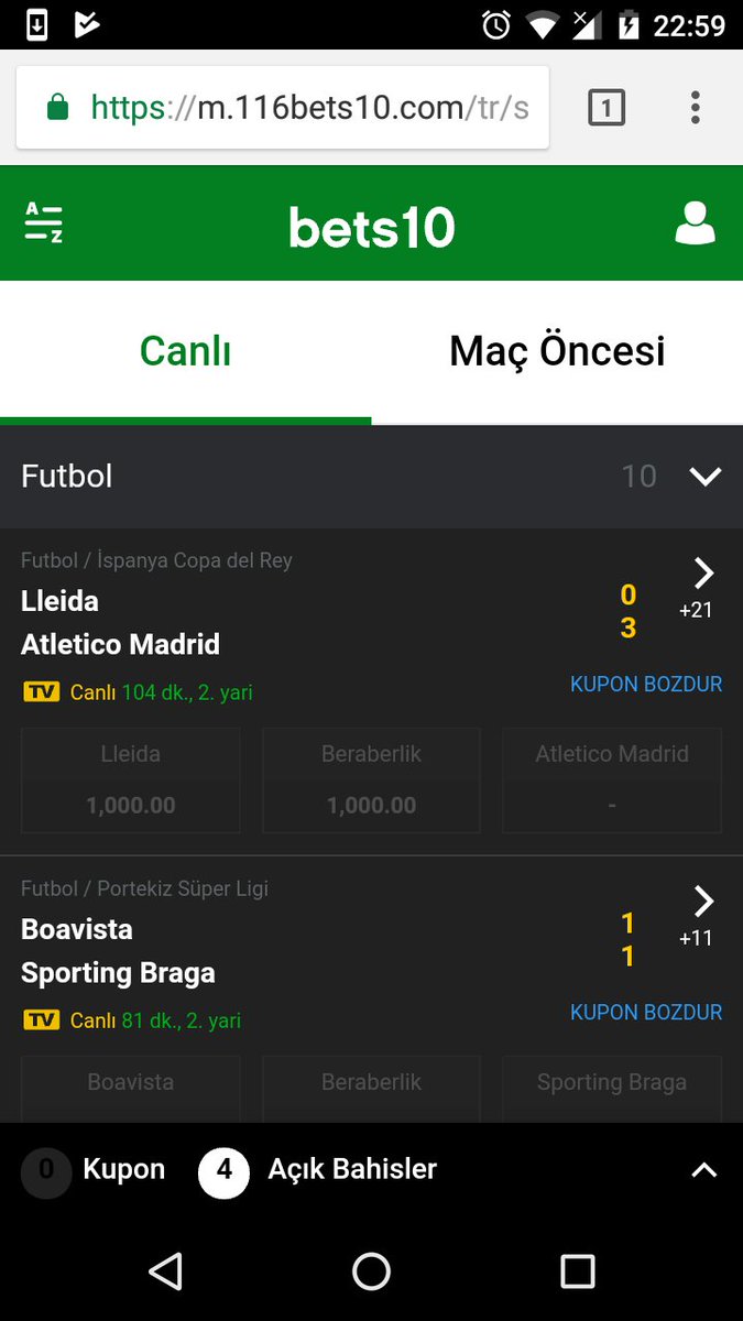 Maç bitti topçular eve gitti. Bets10 da maça devam. Yapicaniz işi seveyim.