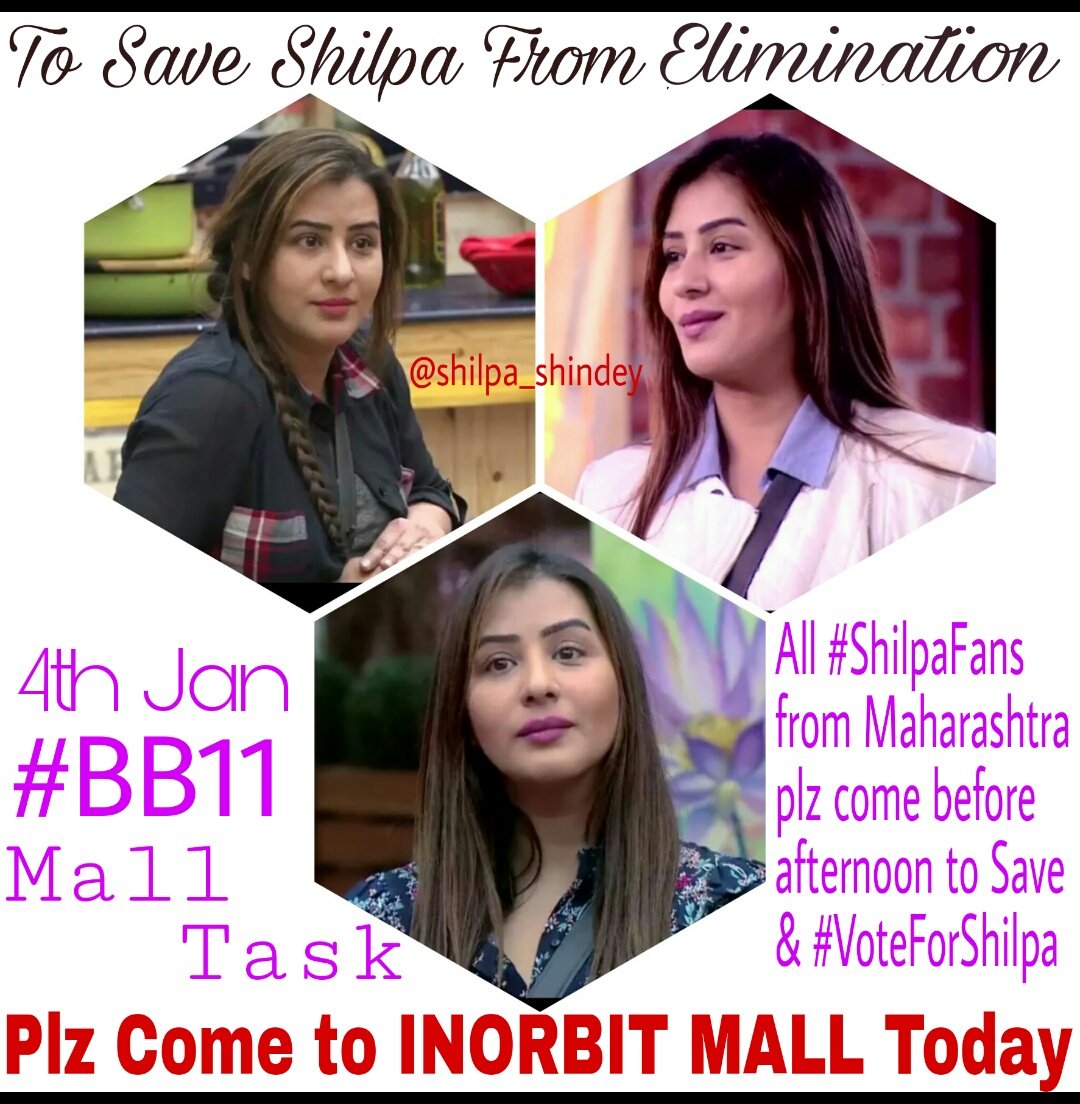aapkadosthu's tweet photo. #MallTask #BB11
Date: 4TH JAN,TODAY
Place: INORBIT MALL VASHI
Plz RT🔄&amp; Spread the News to All #ShilpaFans #Shilpians &amp; Frnds,Relatives in Mumbai
Be there in Mall &amp; Shower Ur Unconditional Love &amp; Support for her #ShilpaShinde
#VoteForShilpa
News Source: @TheKhabari2 @Namansharrma https://t.co/sELv3poCia