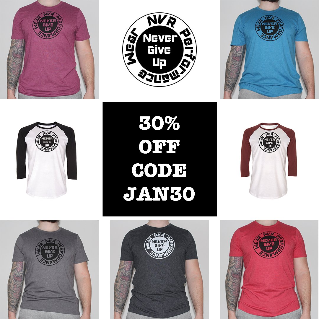 NVRperformance's tweet photo. Get 2018 ready now with 30% off everything using code JAN30. https://t.co/YNCtvWLlUl #sale #NVRARMY #mensclothing #bodybuilding #crossfit https://t.co/0d0voDmWD4