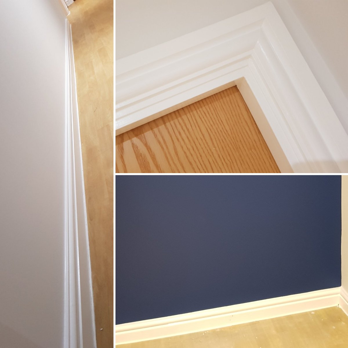 Jenthedecorator's tweet photo. B&A of last weeks job.
yellowing woodwork & suede textured paint ,it was very rough & Sharp but got the @Festool_GB on it to smooth it down
@JohnstonesTrade aqua system on woodwork & #covaplus on ceiling
@DTPaintExpert #Rocksalt on walls
@LittleGreene #Deepspaceblue feature wall https://t.co/kkTanuOevw