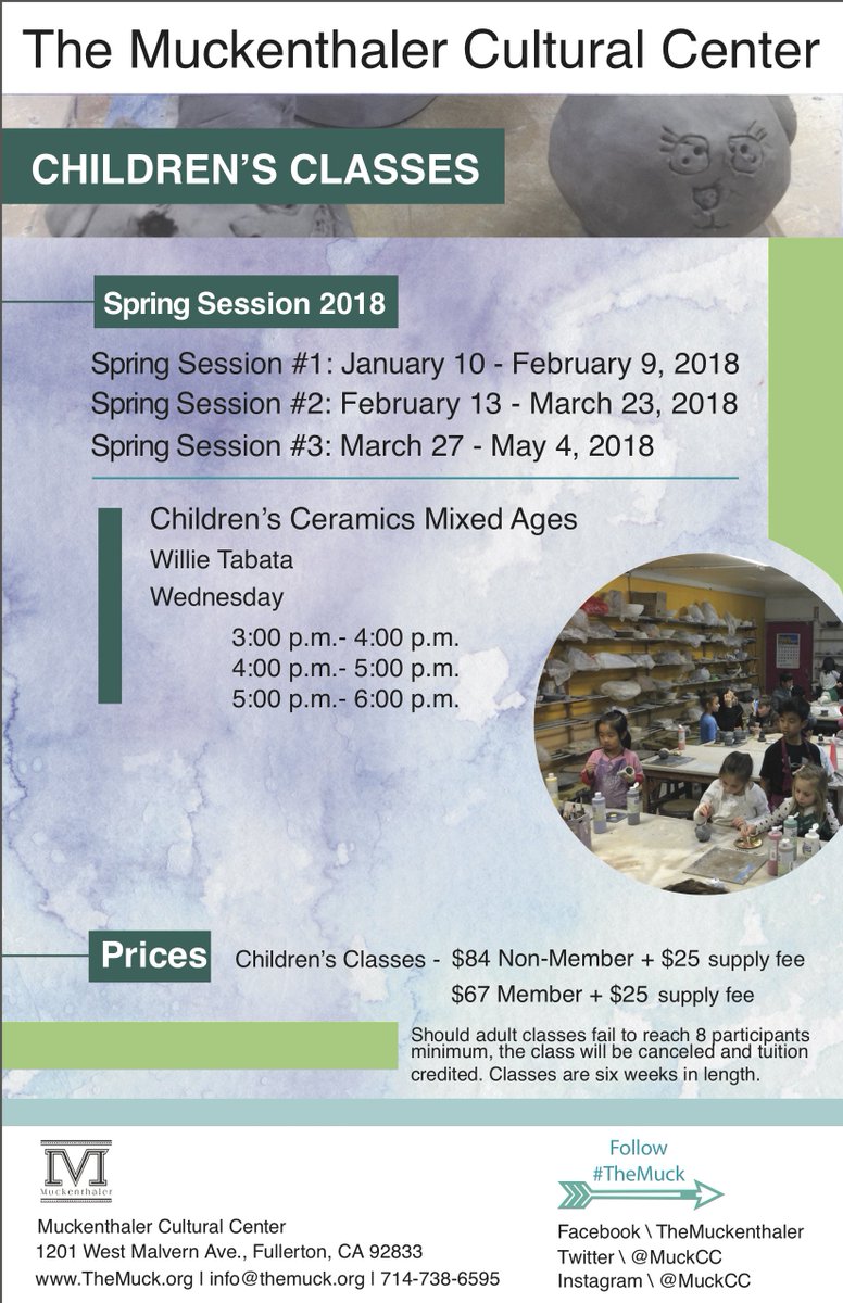MuckCC's tweet image. Registration is open for our kids #ceramicclasses! Wednesdays with art instructor @wiltabata! New year, new fun at #TheMuck #ArtEdu #Ceramics