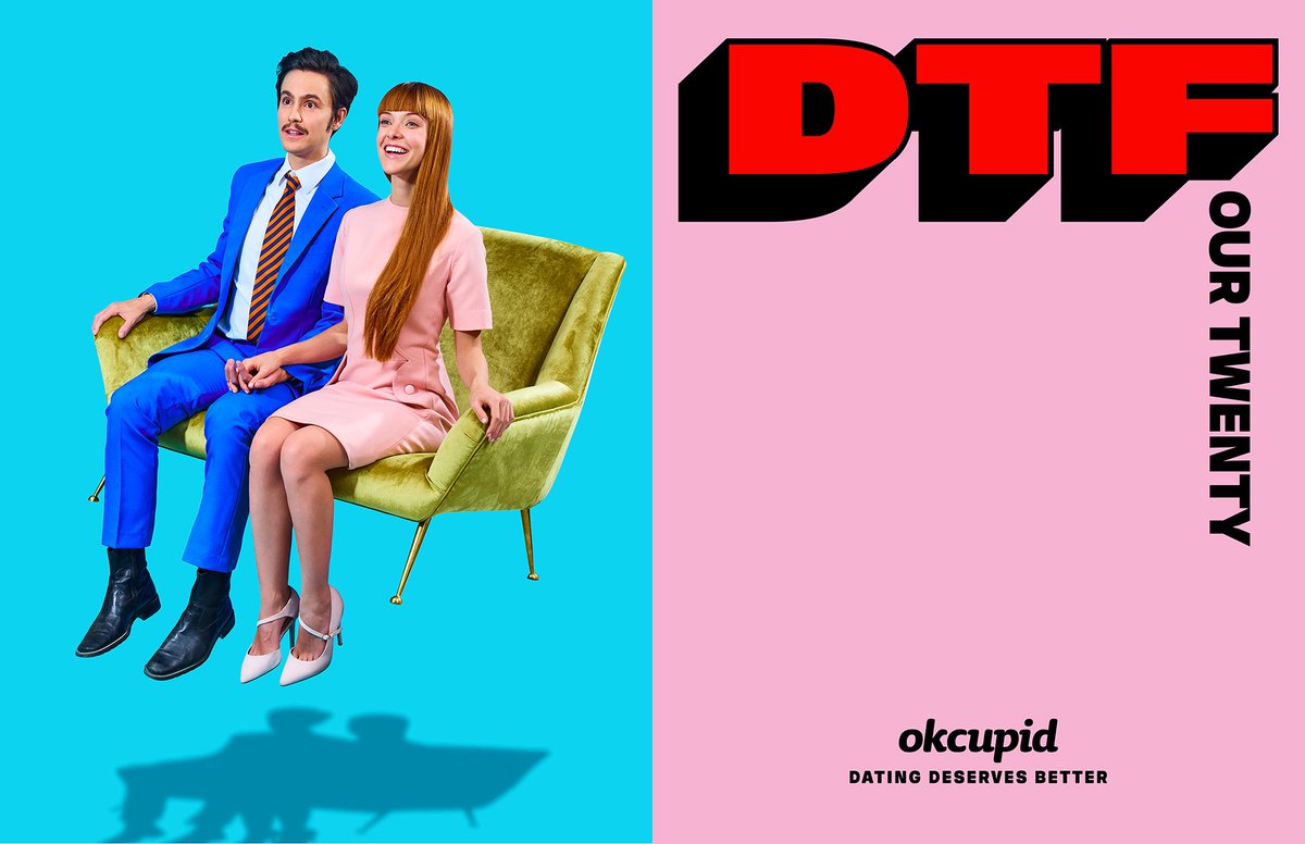 Adweek's tweet photo. Check out @okcupid’s new, bright ads to help redefine “DTF” https://t.co/w7cMfyXbZo https://t.co/AzJELoNyYY