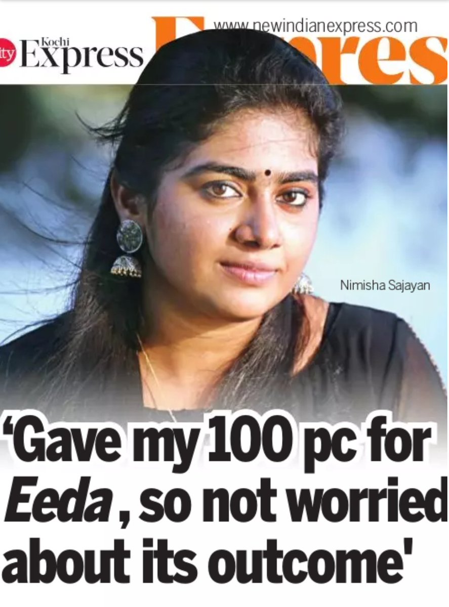 BreakingViews4u's tweet image. &quot;Gave my 100% for #Eeda, so no worried about its outcome&quot; #NimishaSajayan