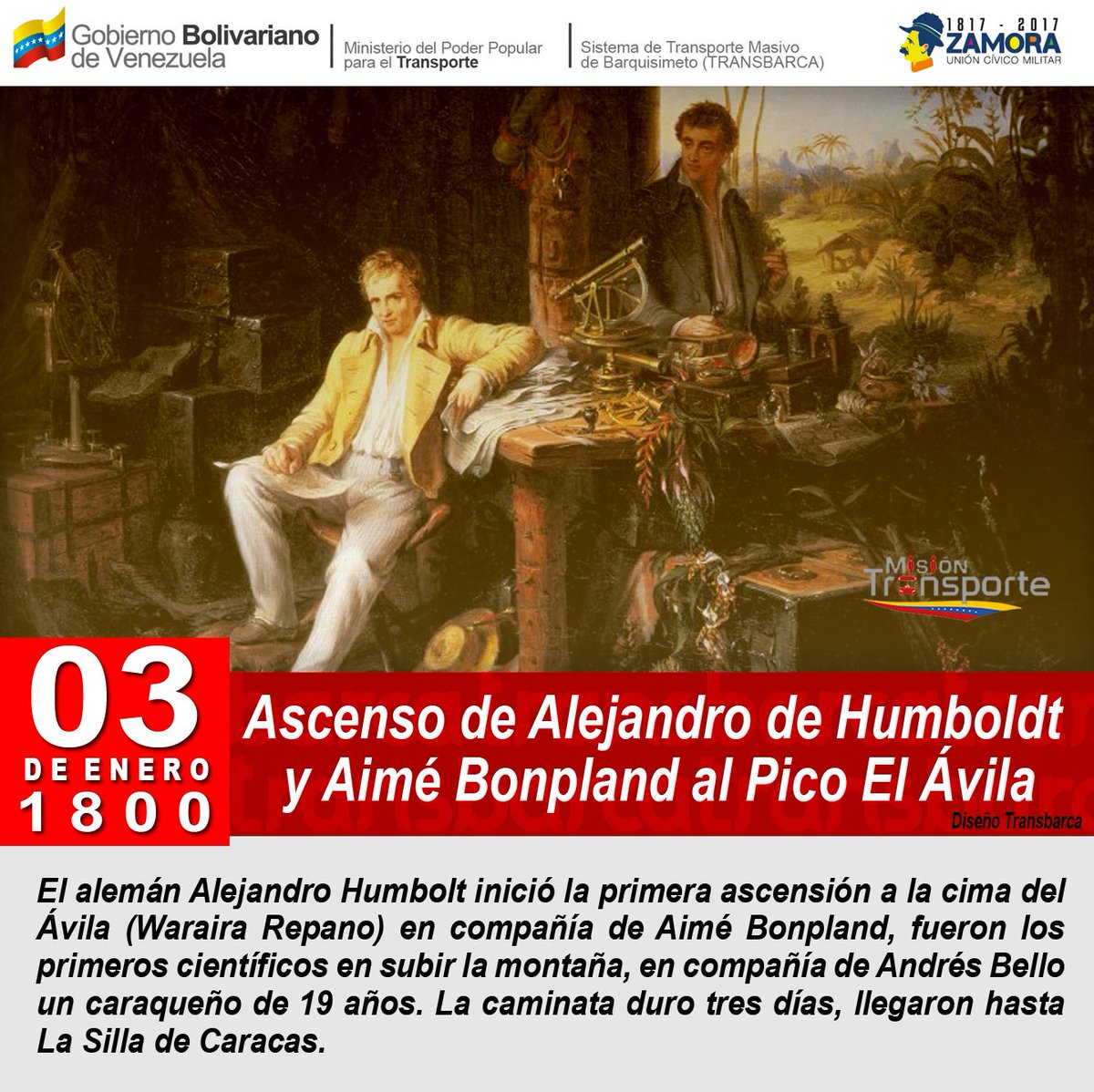 TransCaraboboCa's tweet photo. Un día como hoy se da el ascenso de Alejandro Von Humboldt y Aimé Bonpland al parque nacional Waraira Repano. @EconProductiva https://t.co/9lg8HL0AGb