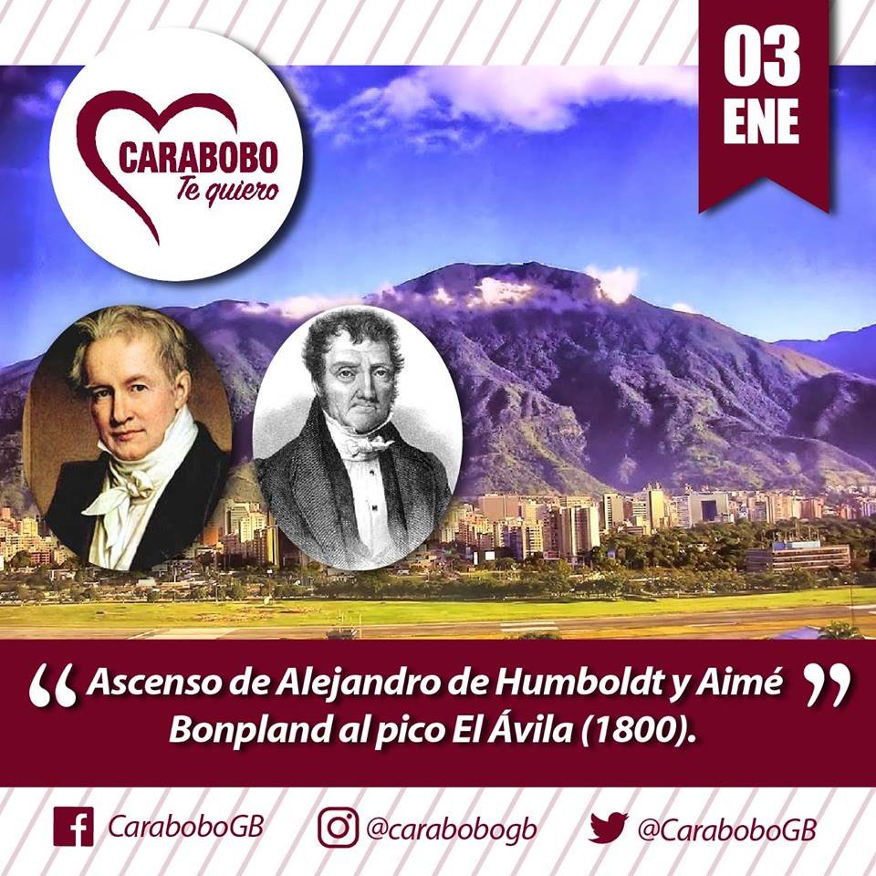 TransCaraboboCa's tweet photo. Un día como hoy se da el ascenso de Alejandro Von Humboldt y Aimé Bonpland al parque nacional Waraira Repano. @EconProductiva https://t.co/9lg8HL0AGb