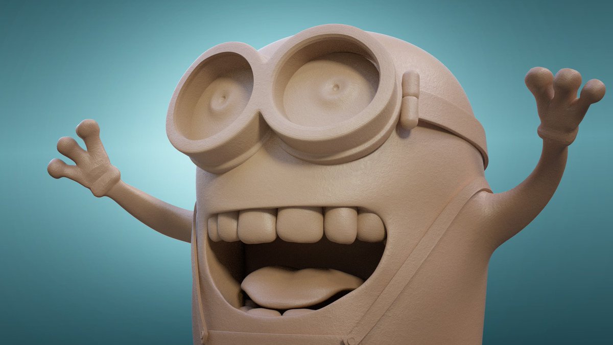 Tellurian84's tweet photo. Today's theme for the #SculptJanuary18 was "Excitement". I had some difficulties to find how to represent it and I finally opted for a minion. In my mind he was looking at a huge cake ^_^ I'm not really happy with this sculpt, I hope to make better for the future days.  #b3d https://t.co/6h53w8H9sO