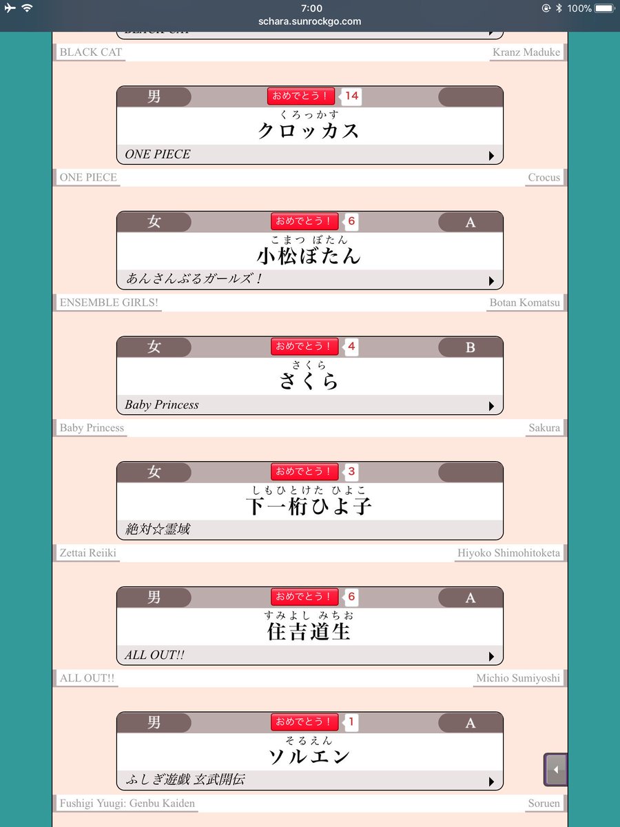 今日誕生日のアニメキャラ