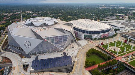 The Mercedes-Benz stadium, home to the Atlanta Falcons, is the first LEED Platinum certified sports stadium. #LEED #GreenBuilding facilitiesnet.com/green/tip/NFL-…