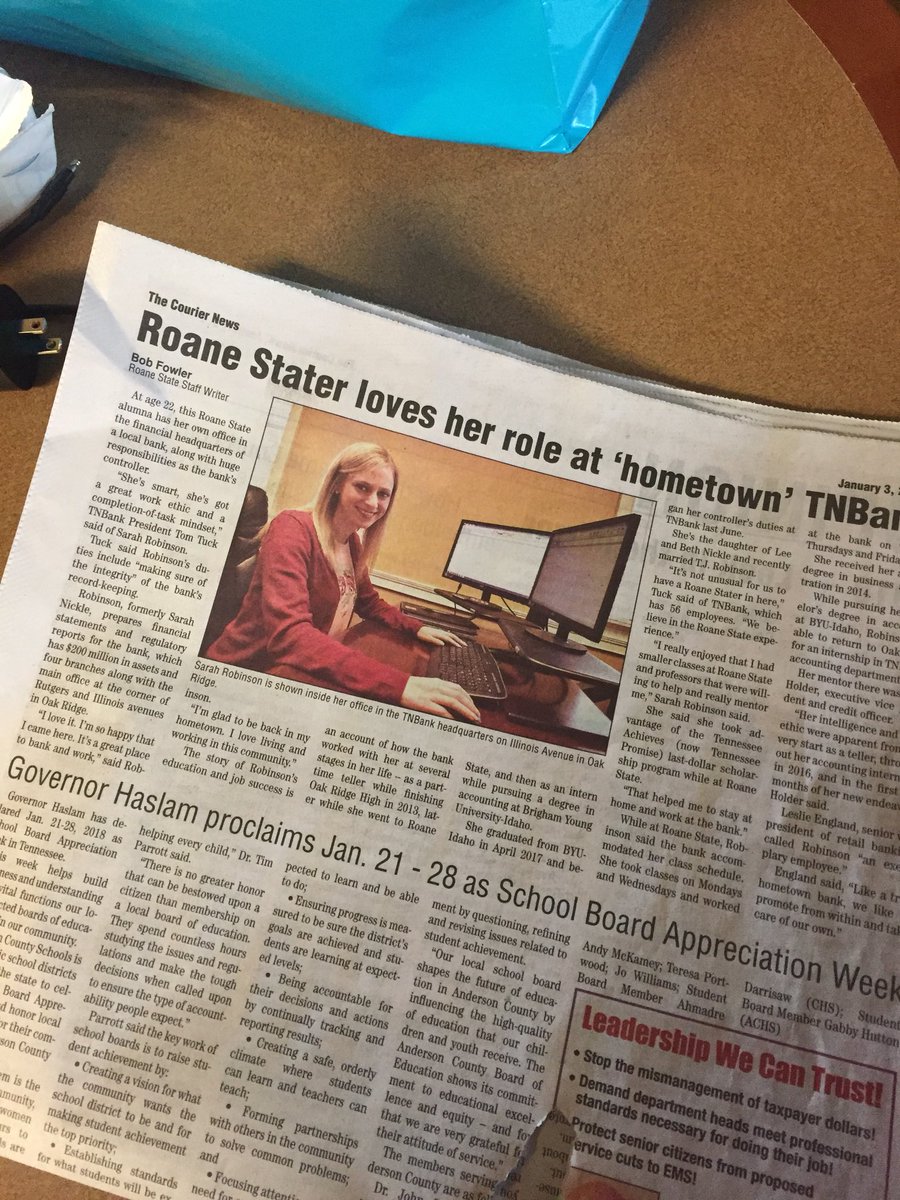 So proud of this ORHS grad who got her start with the Wildcat Credit Union in the first Banking and Finance Class! <a href="/ORSchools/">Oak Ridge Schools</a>