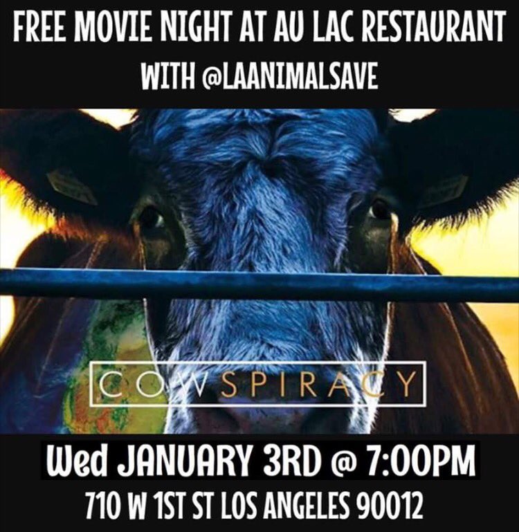 Tonight at 7pm! Check out a free screening of <a href="/Cowspiracy/">Cowspiracy</a> at <a href="/AuLacRestaurant/">Au Lac Restaurant</a> with #LAAnimalSave! Speakers will include <a href="/BADASSVEGAN/">Bad Ass Vegan</a> and <a href="/torrewofficial/">Torre.Washington</a>. #TheRoadLessEaten's <a href="/AllyIseman/">Ally Iseman | she/her</a> and #BobbySud will be on hand as well!
🌱