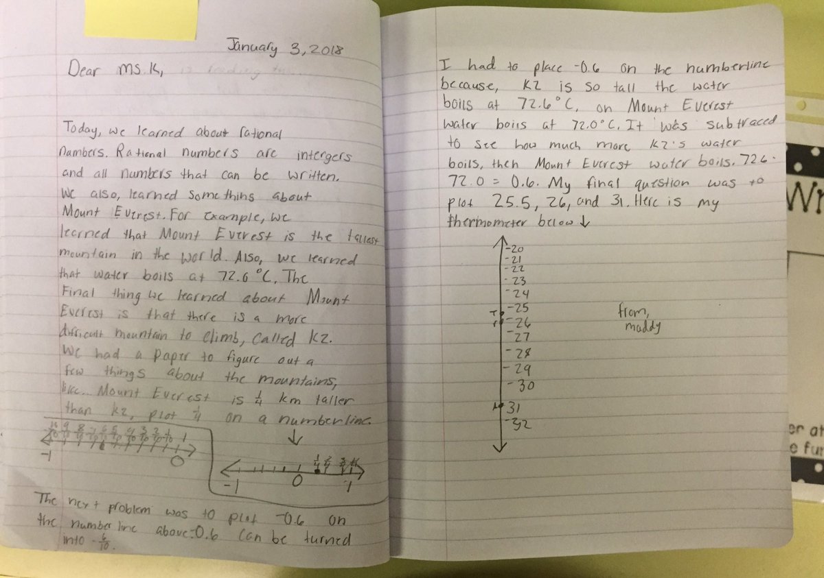 MrsStefanik's tweet image. #mathwriting on Mount Everest and K2 while also using rational numbers #literacyinmath