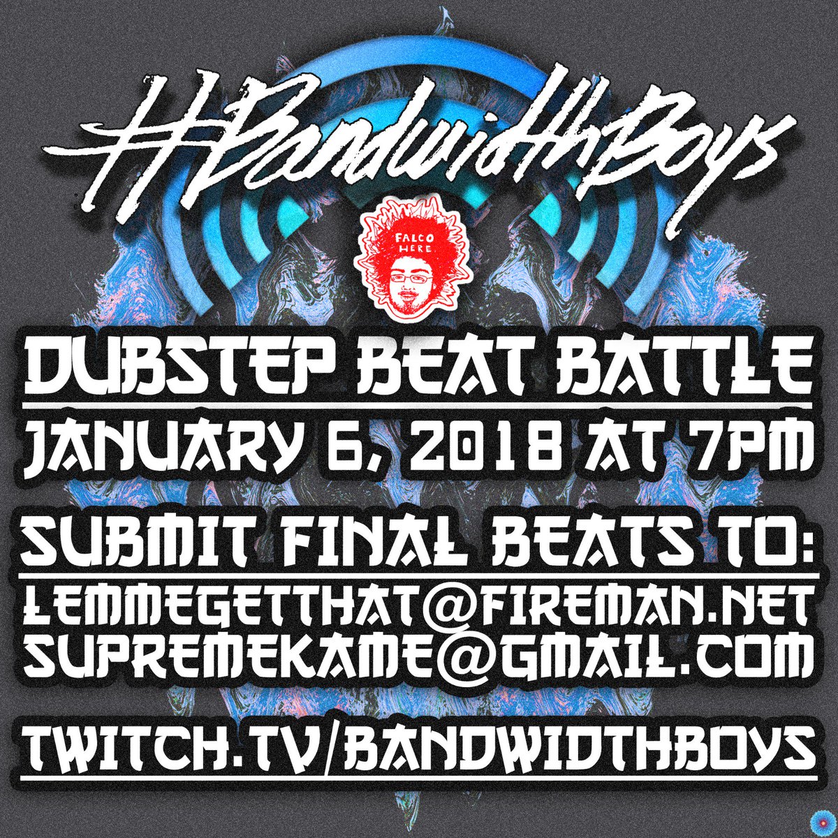 BANDWIDTHBOYS's tweet photo. The first beat battle of 2018 is just around the corner in a mere 3 days!
Submit your dubstep beats ASAP to be featured in the live stream and go toe to toe against other artists!
#BandWidthBoys #SQUANG! https://t.co/mv21YkYtd7