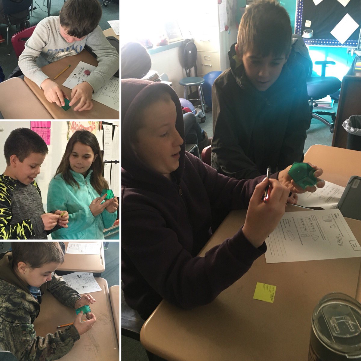 AudraLueken's tweet photo. First day from my maternity leave! We got right to business learning about vertices, faces, and edges of solids. #mathmanipulatives #luekencrew #backatit #pccsk12 https://t.co/C1gk3ZnKqH