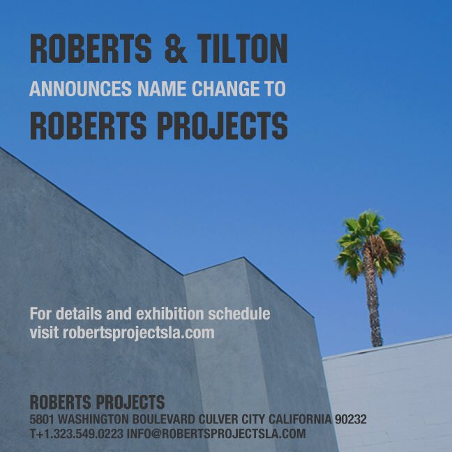 RPLAgallery's tweet photo. Happy new year from Roberts Projects, formerly Roberts &amp; Tilton.  #robertsprojects https://t.co/uEc2wtcw8w