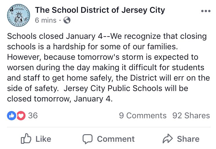 School is closed tomorrow.