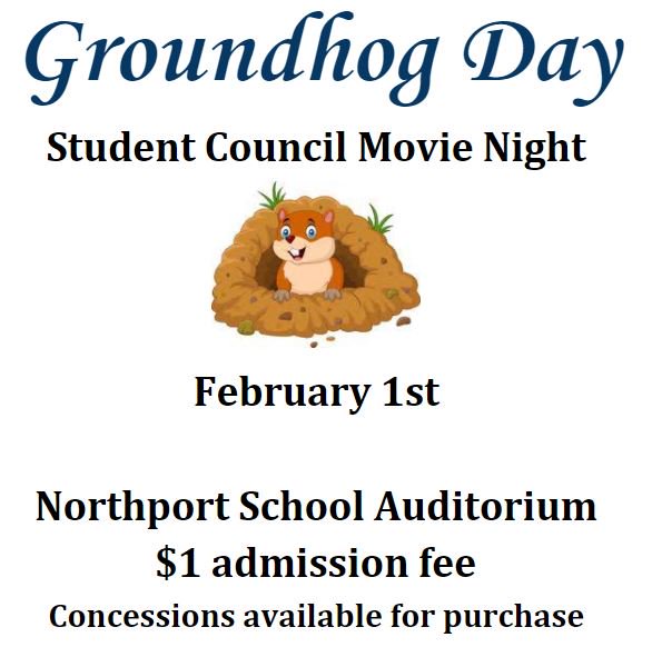 NPStudentCncl's tweet image. Groundhog's Day Movie Night! Feb 1st!  @Wildcats231