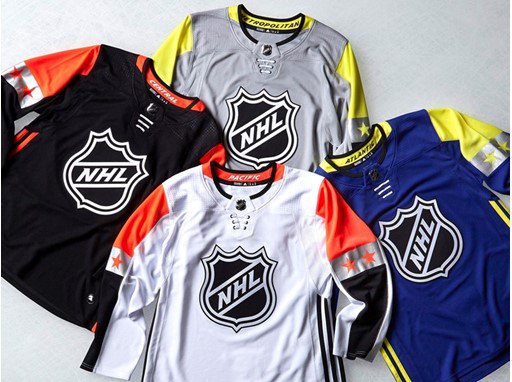 wyshynski's tweet photo. The new NHL All-Star Game jerseys, and some additional info about them from Adidas. (The Atlantic Div. ones are perfect and should be Seattle's jerseys, straightaway.) https://t.co/5bM30yhPjv