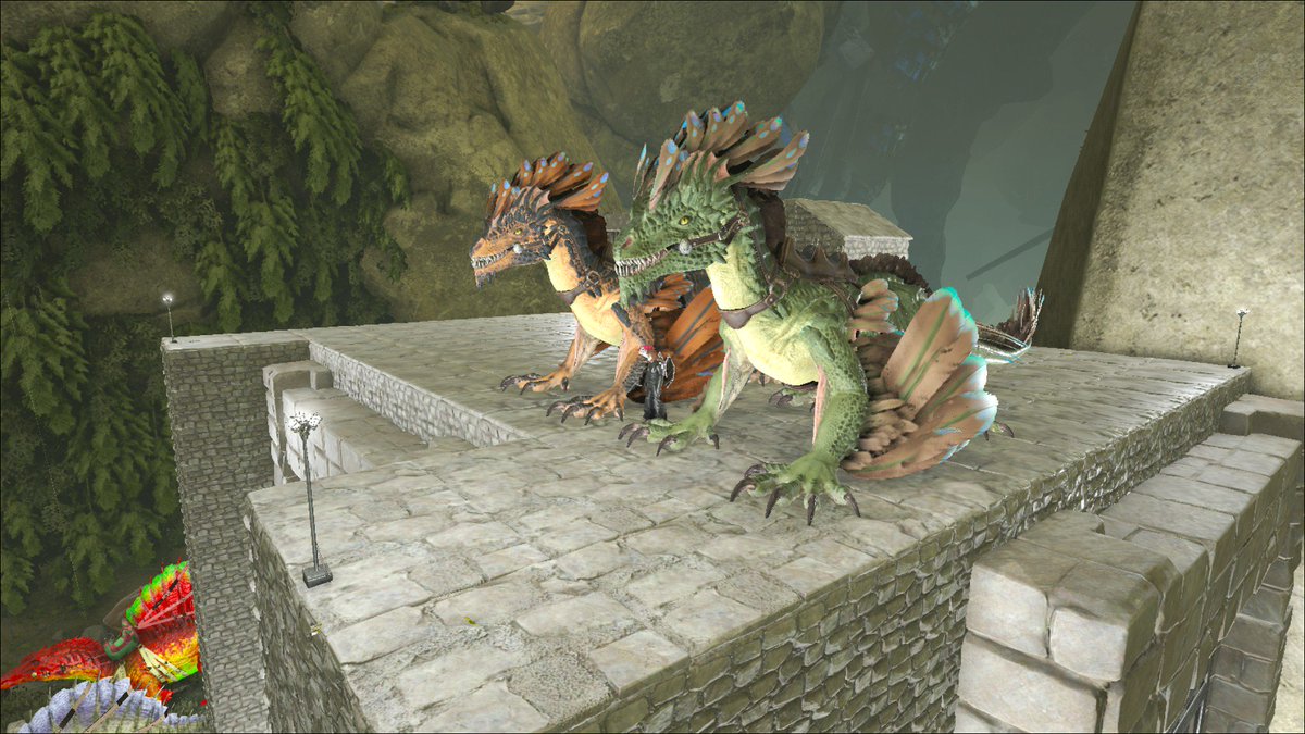 魅惑色のぱんだ Ark ロックドレイク2匹ブリーディング終了しましたぁぁあ 操作が非常に難しいｗ なんかラグくて操作難易度が増してる気がするー とりあえず緑の子がlv145なんですが 当分普段乗りはこっち Lv185の子は操作に慣れてきたら使います W