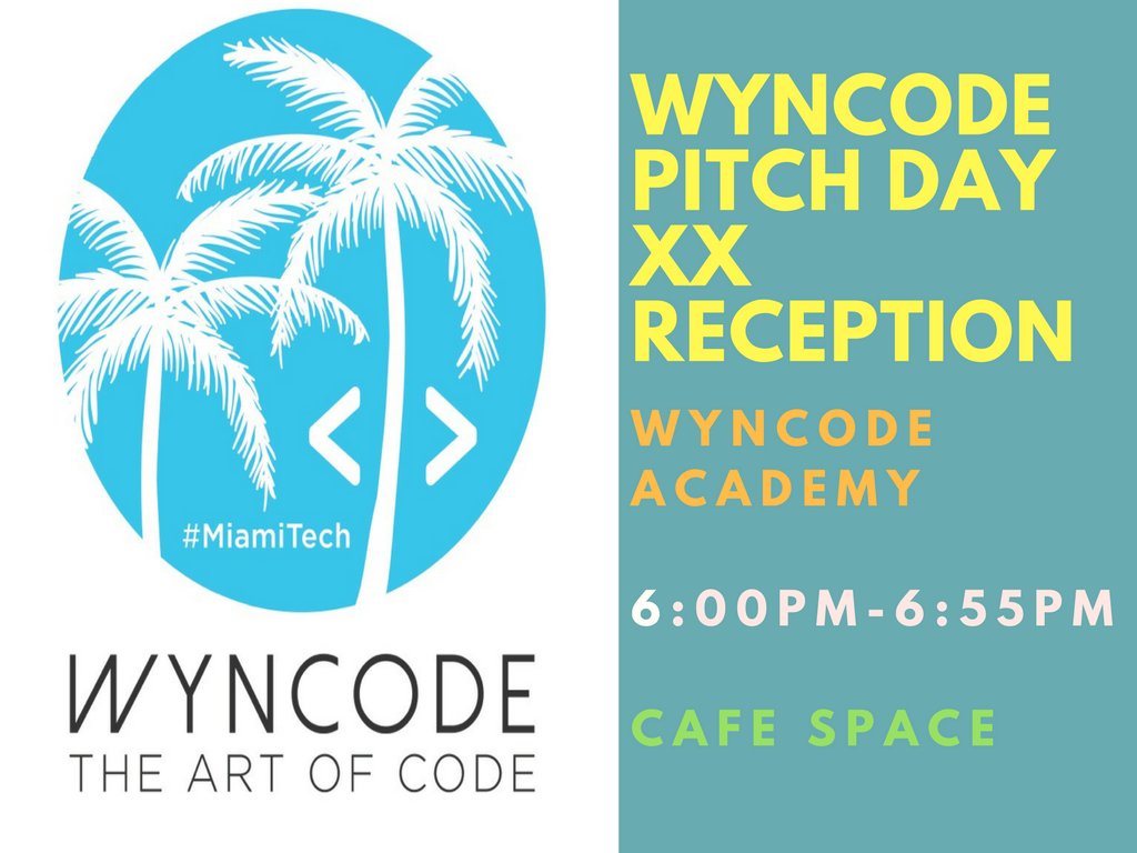 Momentum305's tweet photo. @wyncode presents its 20th cohort this #ThursdayGathering! Wohoo! Come hear the brightest #coders pitch! Come mingle with the judges, @bsmonaco, the grads, and the #founders of Miami's first #coding bootcamp! @JoMikkola @JMikkola #MiamiTech #CodeMiami #SouthFloridaTech https://t.co/BzBYC4EkCt