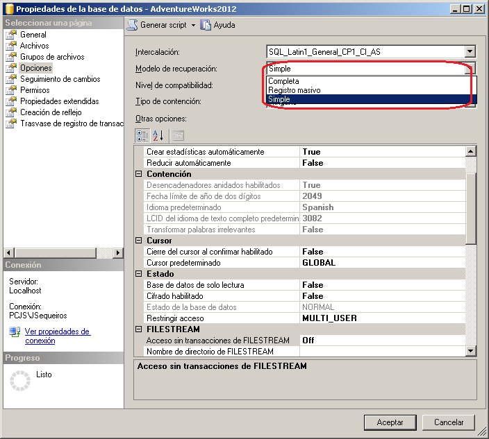 Modelos de recuperación de base de datos SQL Server: Sencillo, Completo y Registro masivo. goo.gl/eaEs2q