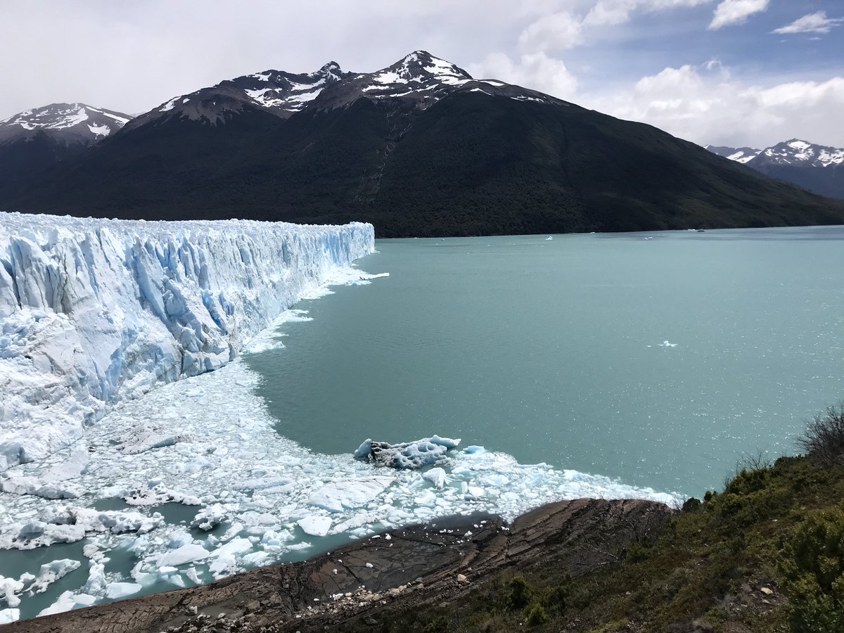karlacalderon's tweet photo. My view today.  The Perito Moreno glacier in Patagonia. Photos don’t do it justice. The blue you see is real..unfiltered.  #breaktaking #peritomoreno #calafate https://t.co/sOGGqcouyd