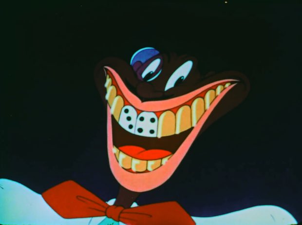 "Coal Black and de Sebben Dwarfs" was a racist and stereotypical remake of "Snow White and The Seven Dwarfs" . So White (this version's Snow White) was an over-sexualized black woman accompanied by the "sebben" dwarfs, and falls in love with Prince Chawmin with dice as teeth...