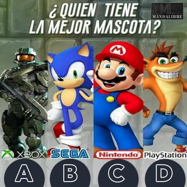 MandaLibre_MX's tweet photo. Elige tu #mascota #gamer favorita #mandalibre #meme #sonic #mario #crash #halo #videogames #videojuegos https://t.co/hfMYitt1Le