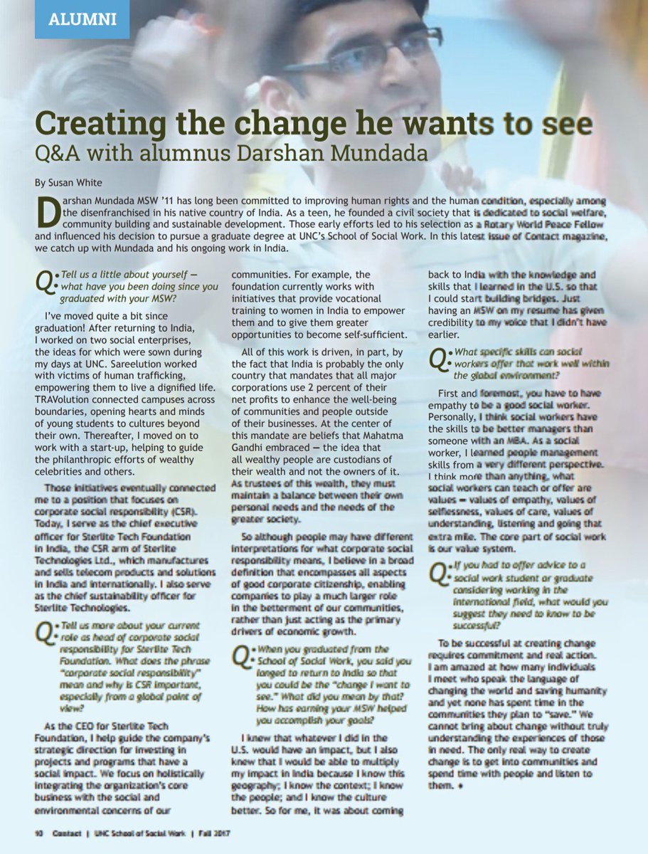 Darshan Mundada (@dpmun) on Twitter photo #thatmoment when your alma mater decides to cover you in their magazine, along with an outcome (focus on global programs), for which you have been partly responsible.. humbled! <a href="/UNC_SSW/">UNC Social Work</a> <a href="/DukeUNCRotary/">Duke-UNC Rotary Peace Center</a> <a href="/Rotary/">Rotary International</a> #thatmoment when your alma mater decides to cover you in their magazine, along with an outcome (focus on global programs), for which you have been partly responsible.. humbled! <a href="/UNC_SSW/">UNC Social Work</a> <a href="/DukeUNCRotary/">Duke-UNC Rotary Peace Center</a> <a href="/Rotary/">Rotary International</a>
