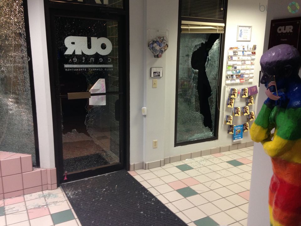 Doors of <a href="/OurCenterReno/">Our Center</a> open as normal Wednesday, despite vandalism attack night before. @dianethaokrnv reports