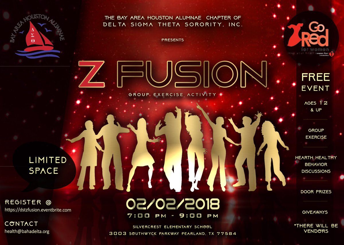 BAHADeltas's tweet photo. Feb is #GoRedforWomen month & BAHA is taking a stand to stamp out heart disease! Join us on 2/2, 7-9p for a fun- paced cardio event that is...Z-FUSION! Register for this FREE event! ❤️💃🏽💪🏾🏃🏾♀️🏃🏽♂️
#BAHADST #BAHAServes #HeartHealth #ZFusion #NewYearResolution https://t.co/AutTEJX8GE