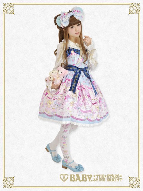 ソフトパープル なかよしくみゃちゃんのBABY Anniversary柄 JSK KC