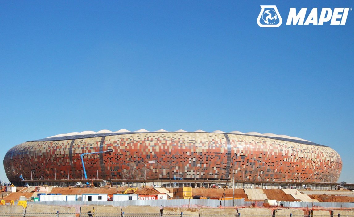 Referentieproject Soccer City, Johannesburg - Zuid Afrika.

MAPEI Producten: Adesilex PG1, Adesilex PG2, Epojet, Epojet LV, Eporip, Mapeband TPE, Mapefer 1K, Mapeflex PU45, Mapegrout Hi-Flow, Mapegrout Fast-Set, Planitop 100, Planitop 430.

Meer projecten :tinyurl.com/yb8mqvar